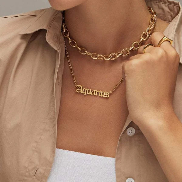 Astro Zodiac Necklace featuring a personalized astrology pendant representing your star sign.

