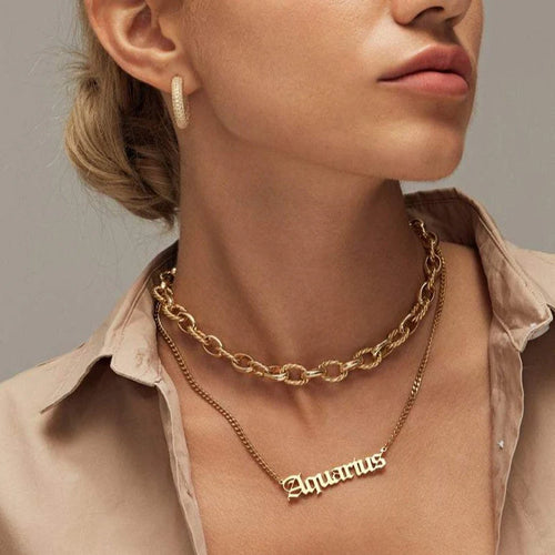 Astro Zodiac Necklace featuring a personalized astrology pendant representing your star sign.

