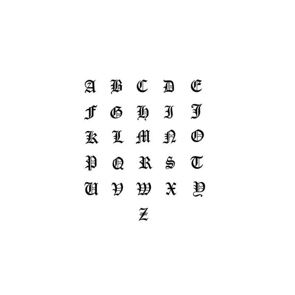 Camille Vintage English Letter Necklace featuring a bold old English initial pendant.

