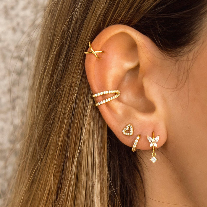 Delicate Pave Hoop Earrings S925, sterling silver hoops with sparkling pave accents, adding elegance and shine to your look.