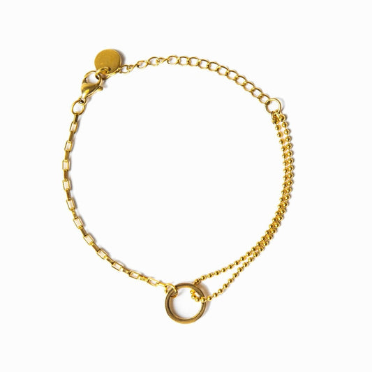 Image of the Divine Harmony Bracelet – an elegant 18K gold stainless steel bracelet symbolizing balance, grace, and timeless beauty.

