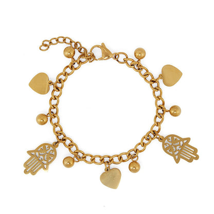 Image of the Elos Bracelet – a bold 18K gold stainless steel chain-link bracelet, ideal for modern, edgy, and stylish everyday looks.

