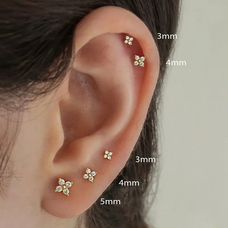 Flower Earring Studs with a delicate floral design, offering a timeless and elegant look for any occasion.