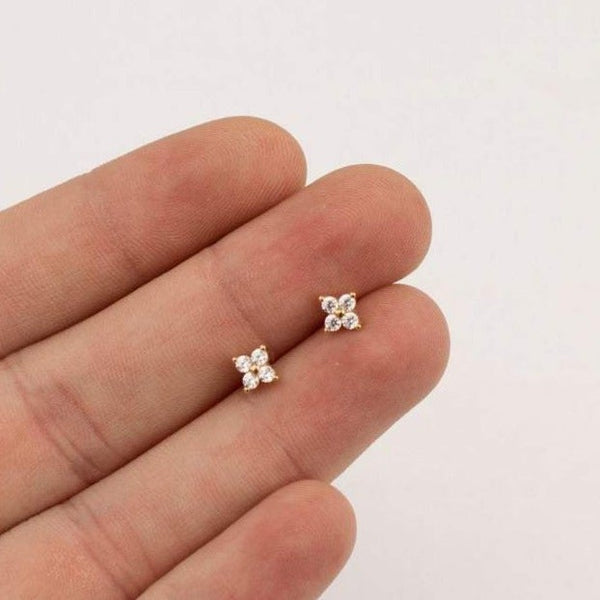Flower Earring Studs with a delicate floral design, offering a timeless and elegant look for any occasion.