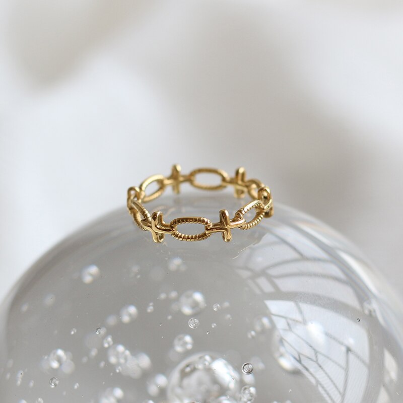 Image of the Infinity Ring – a delicate 18K gold stainless steel ring with the iconic infinity symbol, elegant and perfect for daily wear.

