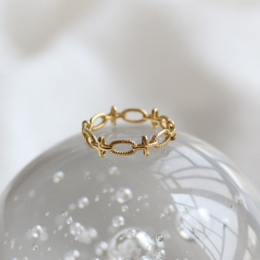 Image of the Infinity Ring – a delicate 18K gold stainless steel ring with the iconic infinity symbol, elegant and perfect for daily wear.

