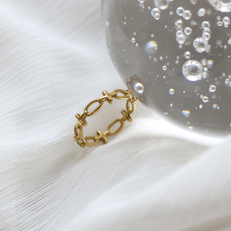 Image of the Infinity Ring – a delicate 18K gold stainless steel ring with the iconic infinity symbol, elegant and perfect for daily wear.

