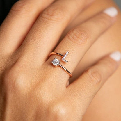 Image of the Initial Ring – a personalized ring featuring a single letter, ideal for adding a unique and elegant touch to any look.


