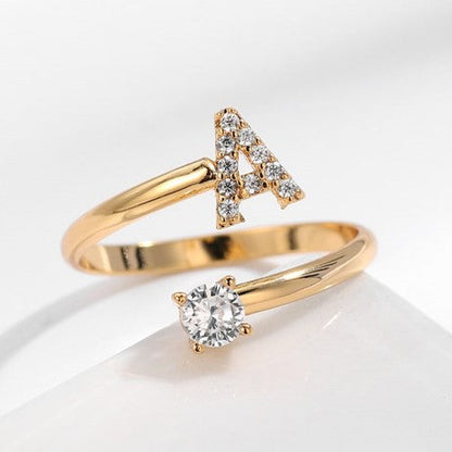 Image of the Initial Ring – a personalized ring featuring a single letter, ideal for adding a unique and elegant touch to any look.

