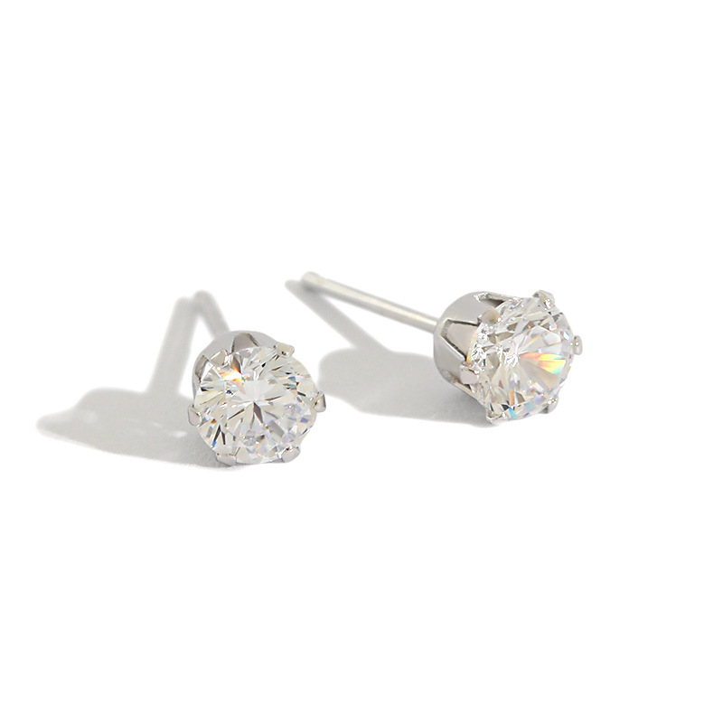 Pave Stud Earrings S925, sterling silver earrings with sparkling pave accents, adding elegance and shine to your look.