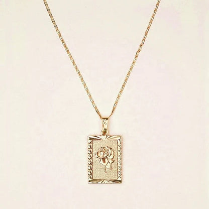 Rose Square Pendant Necklace – a delicate square charm with a modern, minimalist style.

