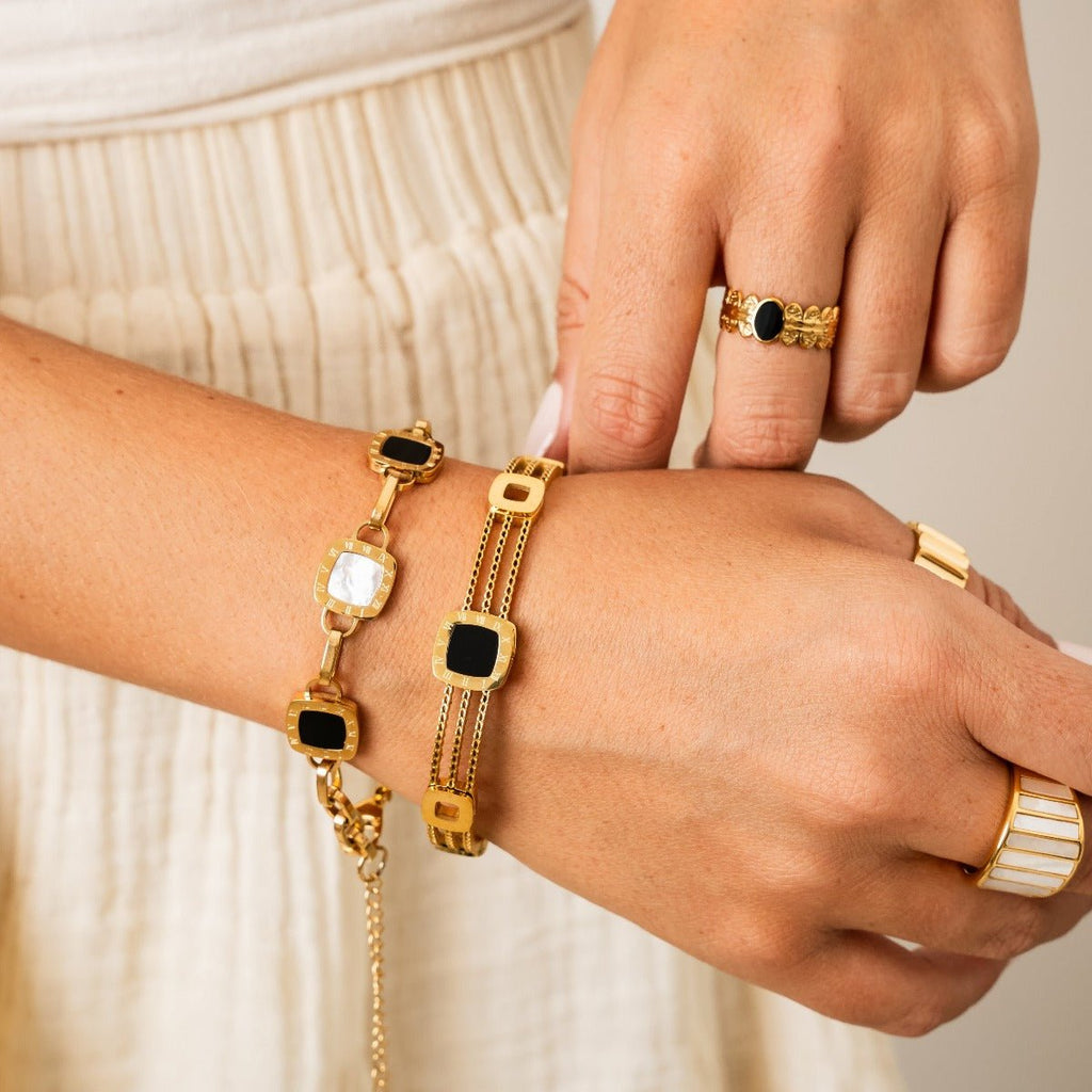 Image of the Velvet Whisper Bracelet – a refined 18K gold stainless steel bracelet with soft, elegant lines for a graceful everyday look.

