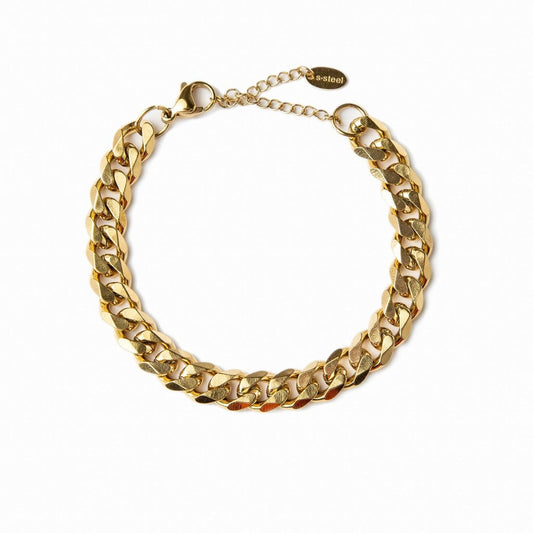 Image of the Vintage Vogue Bracelet – an 18K gold stainless steel bracelet with vintage-inspired details for a chic, timeless fashion statement.


